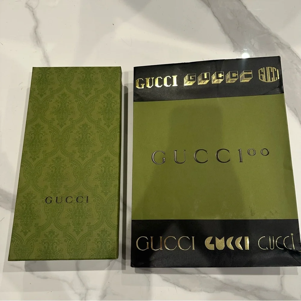 Gucci Olive Green Box with Gold Lettering